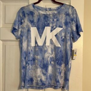 Michael Kors Blue and White Tie-Dye Tee